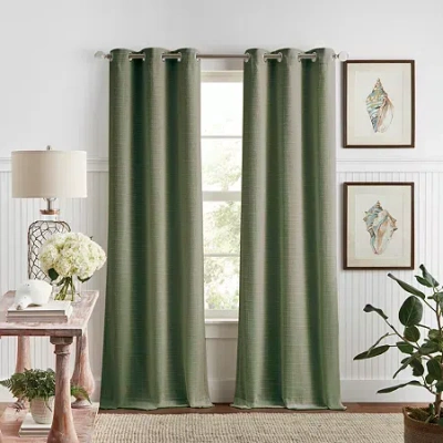 Martha Stewart Sutter Grommet Top Light-filtering Set Of 2 Curtain Panel In Green
