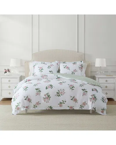 Martha Stewart Tea Rose Cotton Sateen Comforter Set In White