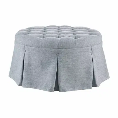 Martha Stewart Terri Tufted Upholstered Ottoman In Gray