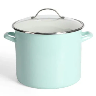 Martha Stewart Thayer 12-quart Enameled Steel Stock Pot With Metal Lid In Multi