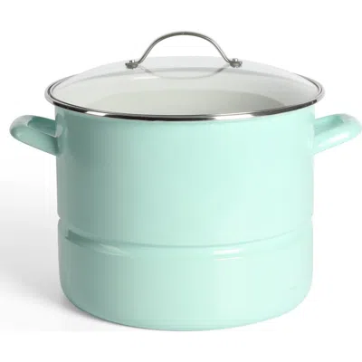 Martha Stewart Thayer Enameled Steel Steamer Pot With Stainless Steel Insert And Lid In Blue