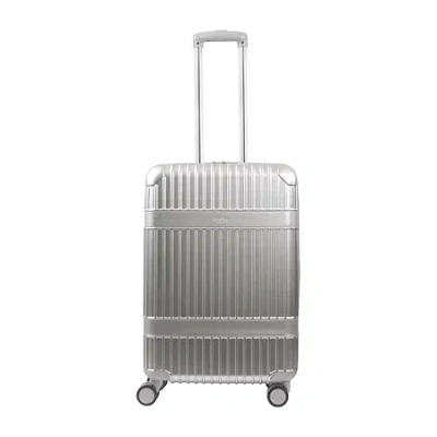Martha Stewart The Bedford 25 Inch Hardside Expandable Checked Spinner Luggage In Silver