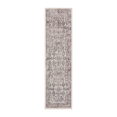 Martha Stewart Thea Floral 26" X 72" Indoor Rectangular Runner In Gray