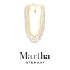 Martha Stewart Three Strand Pearl, Crystal And Chain Necklace In Gold