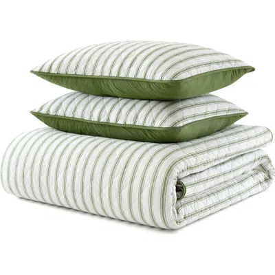 Martha Stewart Ticking Stripe Cotton Quilt Set
