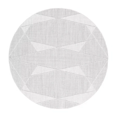 Martha Stewart Tony Geometric 6'7" X 6'7" Indoor Round Area Rug" In Gray