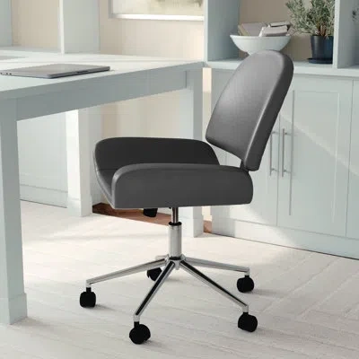 Martha Stewart Tyla Upholstered Armless Swivel Home Office Chair In Nickel,gray