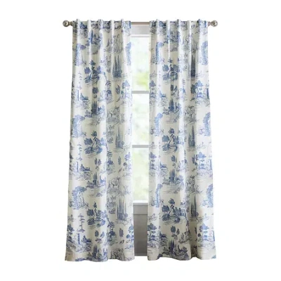 Martha Stewart Village Back Tab Blackout Set Of 2 Curtain Panel In Blue