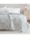 Martha Stewart Vine Flora Cotton Percale Throw Blanket In Blue