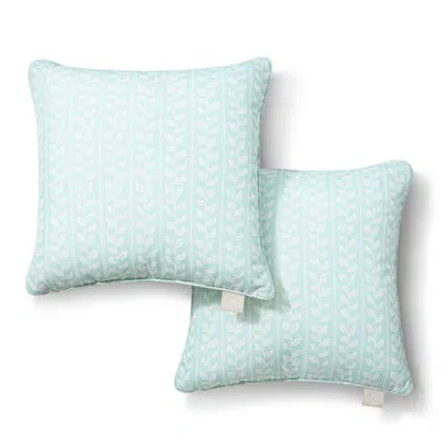 Martha Stewart Vineyard Vines Indoor Outdoor Lumbar Pillow 2-pack Set, 18" In Aqua Blue