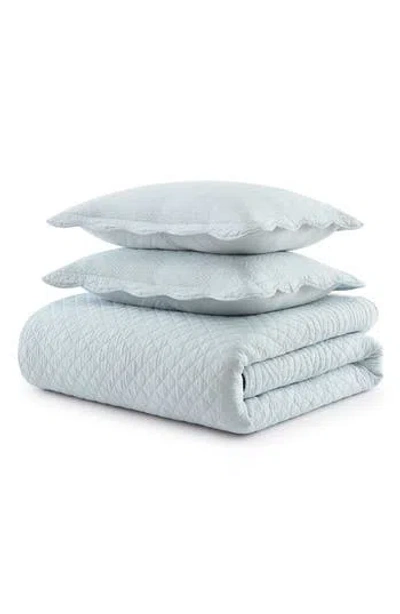 Martha Stewart Vintage Scallop Cotton Percale Quilt In Blue