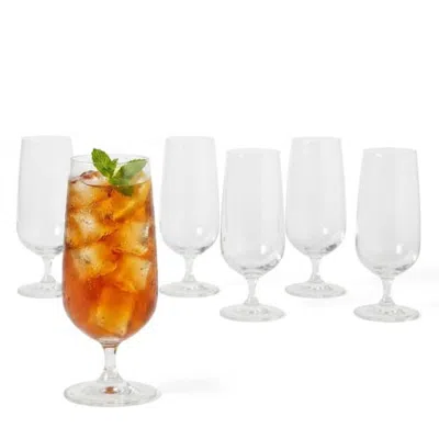 Martha Stewart Virginia 6 Piece 14 oz Stemmed Water Goblets, Glass Iced Tea Glasses In Transparent