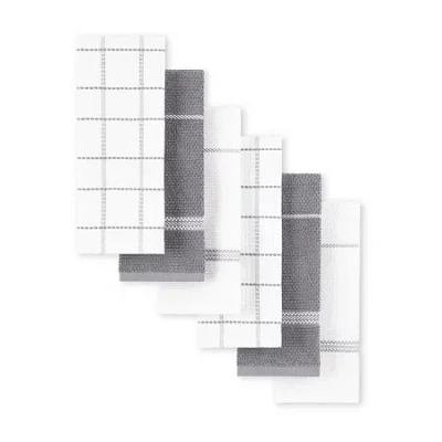 Martha Stewart Waffle 6-pc. Kitchen Towel Set In Gray