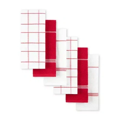 Martha Stewart Waffle 6-pc. Kitchen Towel Set In Red