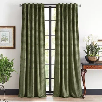 Martha Stewart Wave Embossed Velvet Rod Pocket Embossed Blackout Set Of 2 Curtain Panel In Green