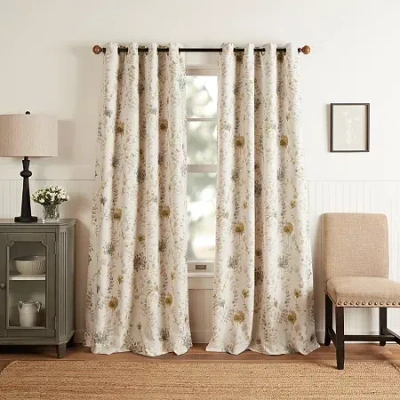 Martha Stewart Westchester Print Grommet Top Blackout Single Curtain Panel In Neutral