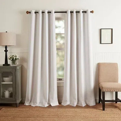 Martha Stewart Westchester Solid Grommet Top Blackout Single Curtain Panel In White