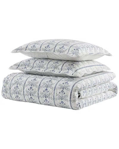 Martha Stewart Willa Floral Stripe Cotton Quilt Set In Multi