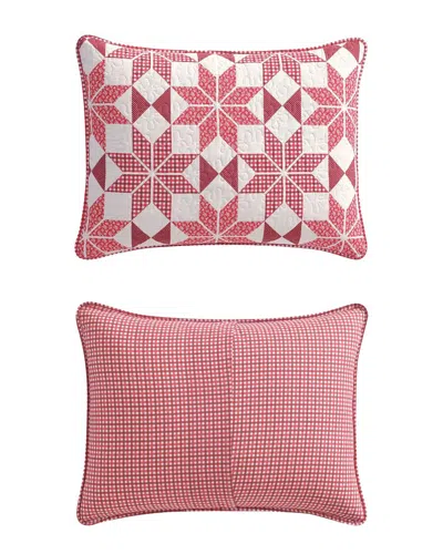 Martha Stewart Winter Star Plaid Cotton Quilt Set In Pink