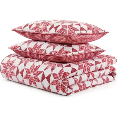 Martha Stewart Winter Star Plaid Quilt Set In Pink