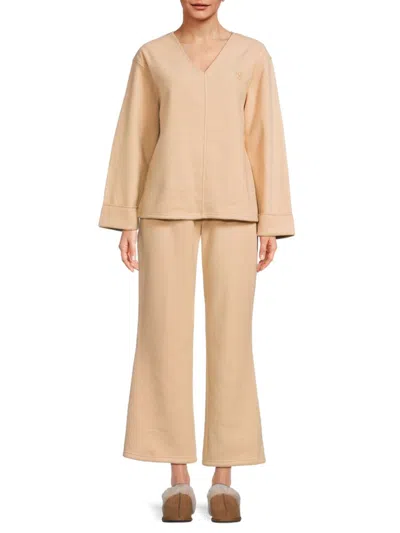 Martha Stewart Women's 2-piece Drop Shoulder Top & Pajama Set In Cream