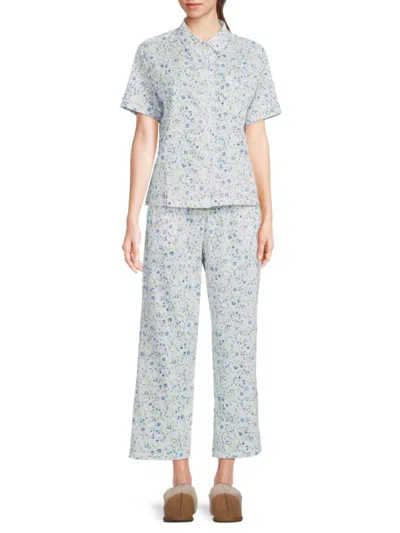 Martha Stewart Women's Cotton Floral Pajamas In White