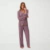 Martha Stewart Womens Long Sleeve 2-pc. Pajama Top In Purple