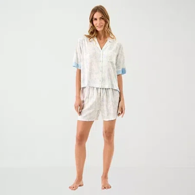 Martha Stewart Womens V-neck Short Sleeve 2-pc. Pajama Set In Multi