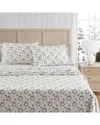 Martha Stewart Wreaths & Mistletoe Cotton Flannel Sheet Set In White