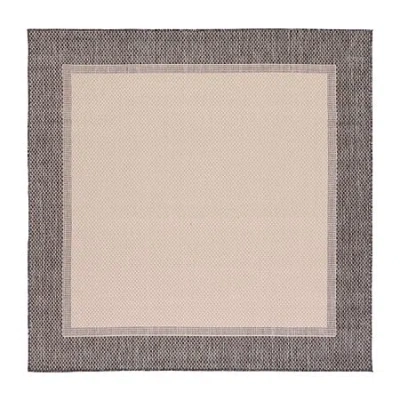 Martha Stewart Zia Bordered 6'7" X 6'7" Outdoor Square Area Rug In Gray