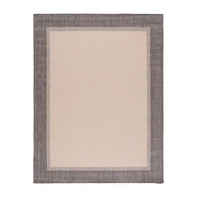 Martha Stewart Zia Bordered Washable Outdoor Rectangular Area Rug In Brown