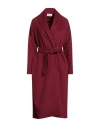 Martica Woman Coat Burgundy Size 12 Polyester, Viscose In Red