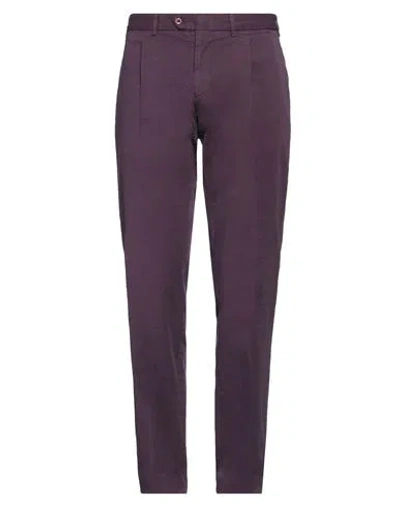 Martin Caldwell Man Pants Dark Purple Size 36 Cotton, Elastane In Purple