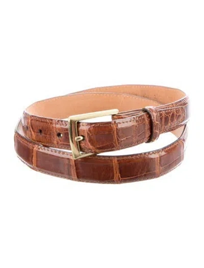 Pre-owned Martin Dingman Alligator Belt In Brown