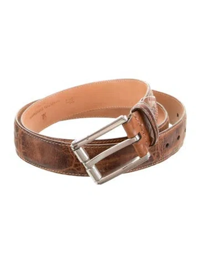 Pre-owned Martin Dingman Embossed Leather Belt In Brown