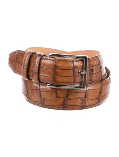 Pre-owned Martin Dingman Embossed Leather Belt In Brown