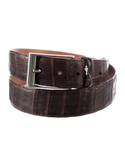 Pre-owned Martin Dingman Embossed Leather Waist Belt In Brown