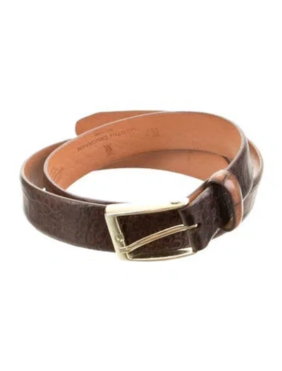 Pre-owned Martin Dingman Embossed Leather Waist Belt In Brown