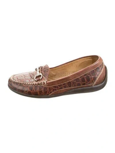 Pre-owned Martin Dingman Leather Animal Print Loafers In Brown