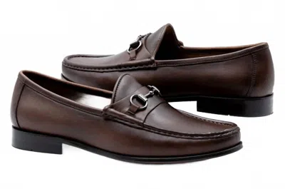Martin Dingman Men's Bermuda Braid Bit Loafers In Chocolate In Gold
