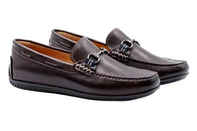 Martin Dingman Men's Bermuda Glove Leather Horse Bit Loafers In Walnut In Brown