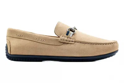 Martin Dingman Men's Bermuda Nubuck Horse Bit Loafers In Biscuit In Multi