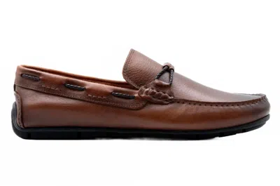 Martin Dingman Men's Bermuda Pebble Grain Braided Bit Loafers In Bourbon In Brown