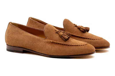 Martin Dingman Men's Bologna Italian Suede Tassel Loafer In French Roast In Brown