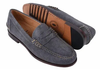 Martin Dingman Men's Distressed Suede Penny Loafers In Blueberry
