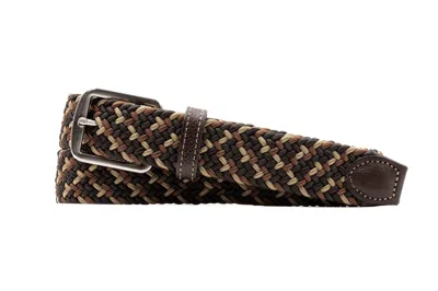 Martin Dingman Newport Woven Italian Rayon Elastic Belt In Spruce Multi In Brown