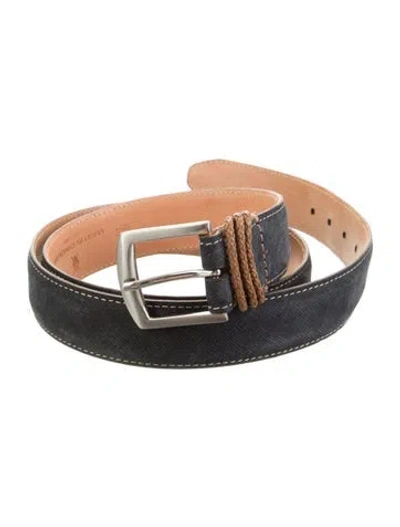 Pre-owned Martin Dingman Saffiano Leather Waist Belt In Blue
