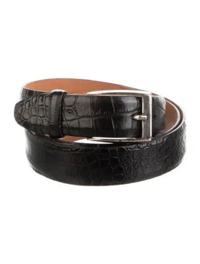 Pre-owned Martin Dingman Skinny Calf Leather Waist Belt In Black