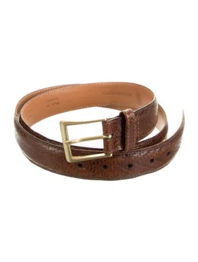 Pre-owned Martin Dingman Skinny Calfskin Belt In Brown