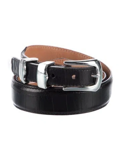 Pre-owned Martin Dingman Skinny Leather Belt In Black